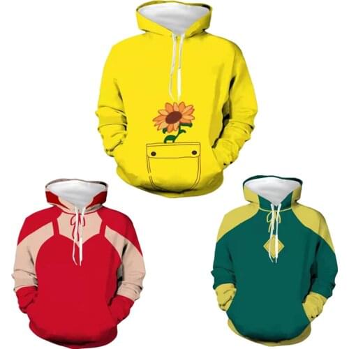 Anime Wonder Egg Priority Figure Cosplay Ai Kawaii Hoodie Aesthetic Sun Flower Pocket Same Paragraph Sweatshirts Carton Print