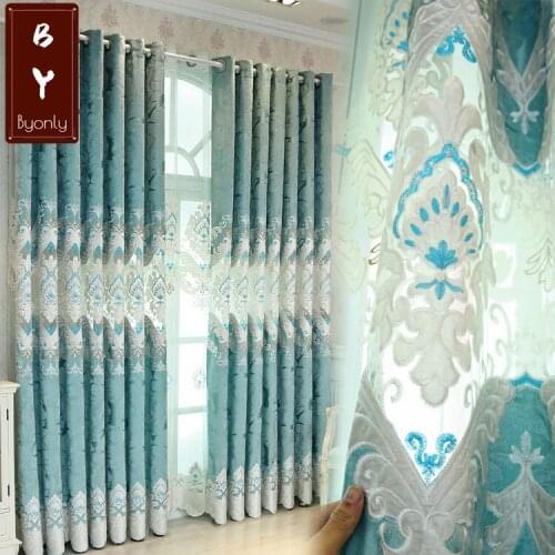 New European Style Atmospheric Curtain Thorn Luxury Window Curtain Chenille Embroidery Curtains for Living Dining Room Bedroom