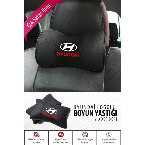 Car Neck Pillow Leather Auto Seat Head Support Neck Protector Rest Travel Cushion for Hyundai (2 pcs)