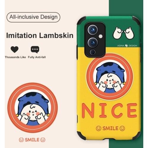 ASINA Imitation Lambskin Case For Oneplus 9 8 7 Pro Luxury Shockproof Back Cover For Oneplus 6T 7TPro 8T Cartoon Phone Cases Boy