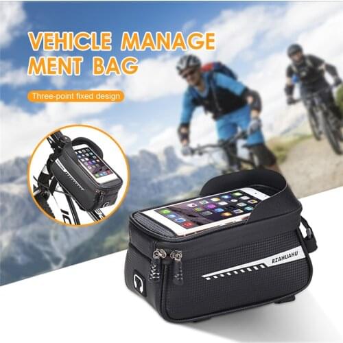 Bike Rack Bag Bicycle Phone Holder for 6.5 inch Smart Phone Handlebar Bag TPU Touch Screen with Sun Visor And Rain Cover