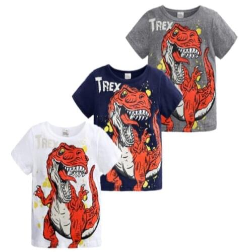 2019 summer new childrens short sleeve jacket boys summer cartoon dinosaur design casual short sleeve cotton boys t shirt
