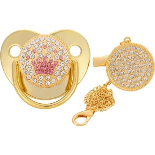 Baby Shower Gifts Baby Pacifier Rhinestone Pacifier Clips Princess Bling BPA Free Silicone Infant Nipple Newborn Baby Soother