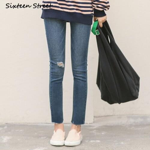 Denim Jeans Femme New Cowboy Pencil Pants Skinny Women Y2k Aesthetic High Waisted Ripped Trousers Vintage Washed Streetwear 2021