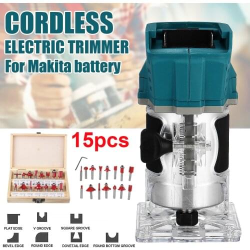Drillpro 850W 30000rpm Electric Trimmer Set Woodworking Laminate Palm Router Edge Joiner Plastic Base Kit 18V for Makita Battery