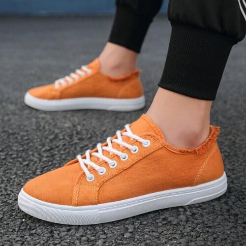 Student fashion summer autumn casual canvas shoes flat bottom lace up mens shoes candy Korean breathable running shoes