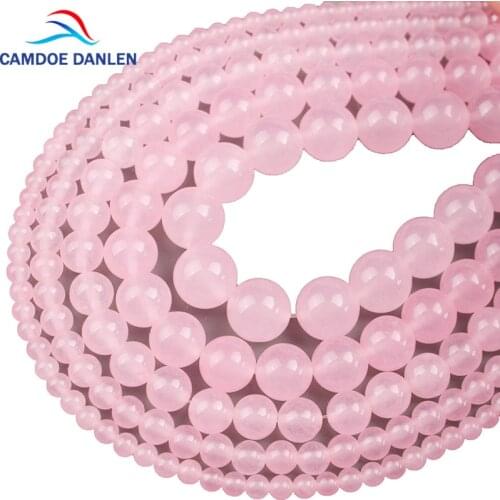 Beads Natural Stone Rose Pink Chalcedony Round Loose Jades Beads 4 6 8 10 12MM DIY For Jewelry Bracelet Necklace Making
