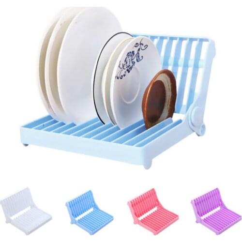 Kitchen Foldable Dish Plate Drying Organizer Holder Drainer Rack Plastic Storage