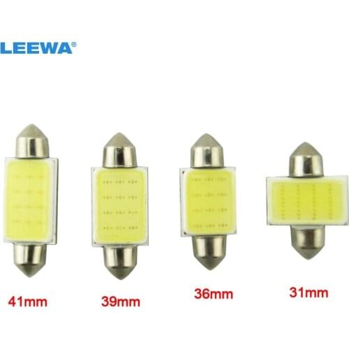 LEEWA 200Pcs/lot White 31mm/36mm/39mm/41mm COB 12SMD 12LED 1.5W Car Festoon LED Bulb Interior Dome Light 12V #CA4861