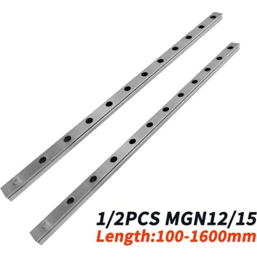 MGN12 MGN15 Miniature Linear Rail Slide 1/2PCS Linear Guide Carriage for CNC Parts L=100 -1600mm