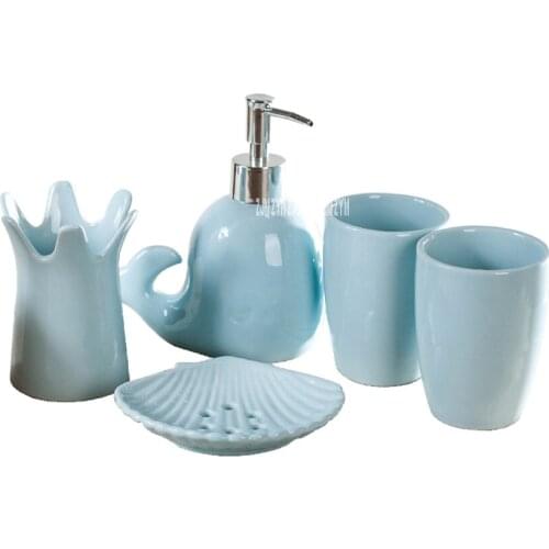 ZH742 European Style Hand Made Bathroom Five- Piece Set Resin Washing Suit Household Bathroom Supply Kit Practical Wedding Gift