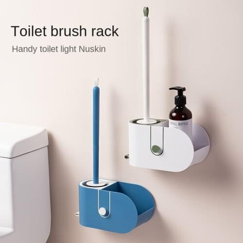 Punch-free Wall-mounted Toilet Brush, No Dead Corners, Household Toilet Cleaning Brush, Silicone Cover, Device Rack, Toilet