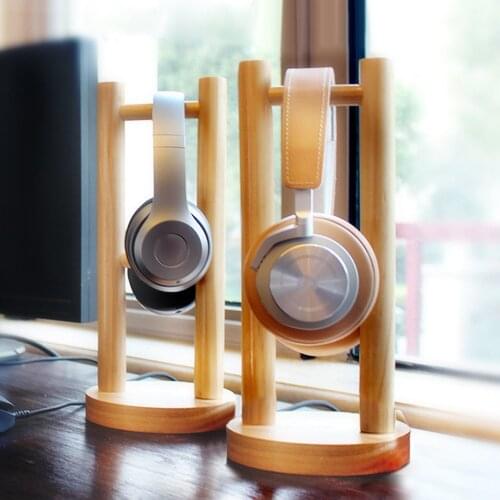 Vococal Detachable Wooden Desktop Headphone Headset Display Stand Holder Bracket Hanger Rack for Home Office Bar Coffee Shop