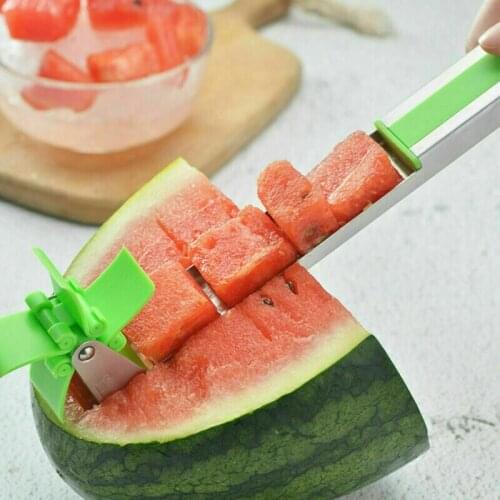 Stainless Steel Watermelon Slicer Cutter Tongs Corer Fruit Melon Watermelon Cut Refreshing Watermelon Cubes Kitchen Tools
