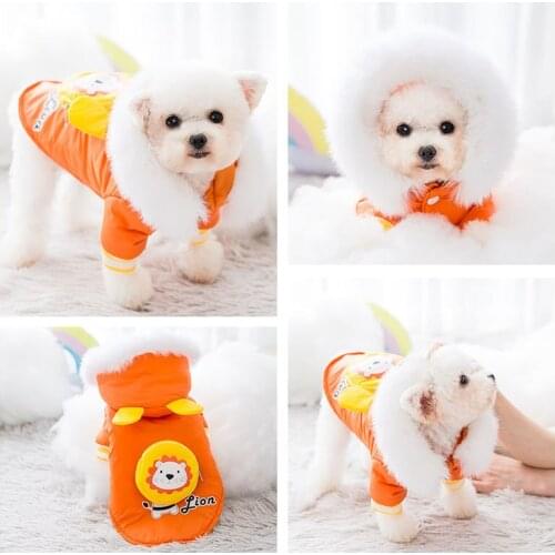 Dog ClothesPuppy Dog Autumn and Winter Padded Down Cotton Two-legged Clothes Cat Small Dog Warm Pet Cotton Coat Dog Coat