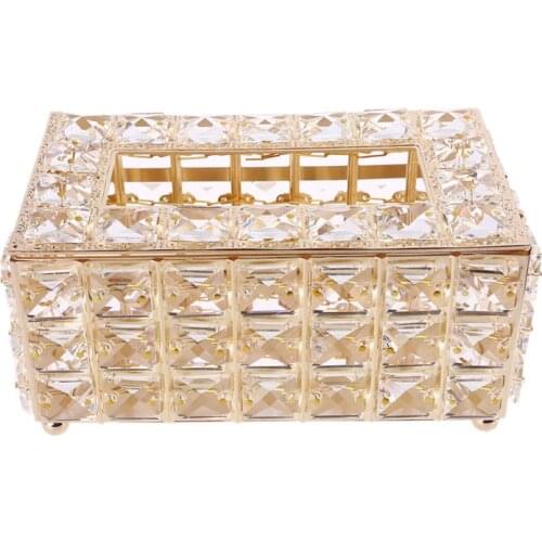 Rectangular Crystal Tissue Box Cover, Decorative Paper Box, Crystal Napkin Holder, Facial Tissue Holder for Bathroom