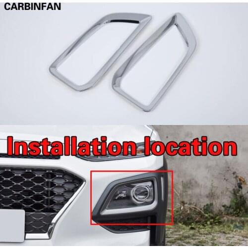 Car front fog light lamp frame styling ABS Chrome cover trim part moulding 2pcs/set For Hyundai Kona Encino Kauai 2017 2018 2019