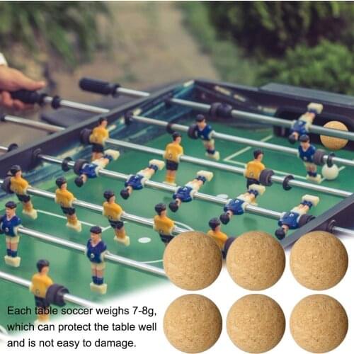 6pcs 36mm Table Football Cork Solid Wood Foosball Table Soccer Ball Fussball Football Machine Replacement Accessories
