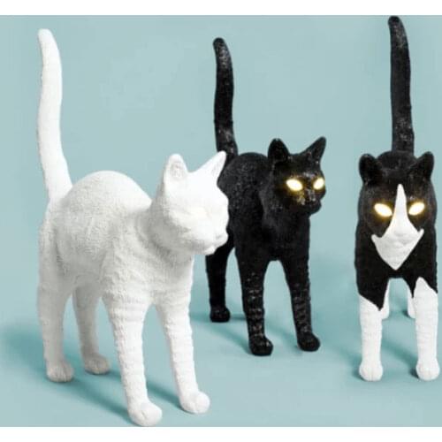 Modern Resin Cat Table Lamps Bedroom Cute Animal Desk Lamp Bedside Lamp Night Light Fixtures Home Decor Led Night Stand Lights