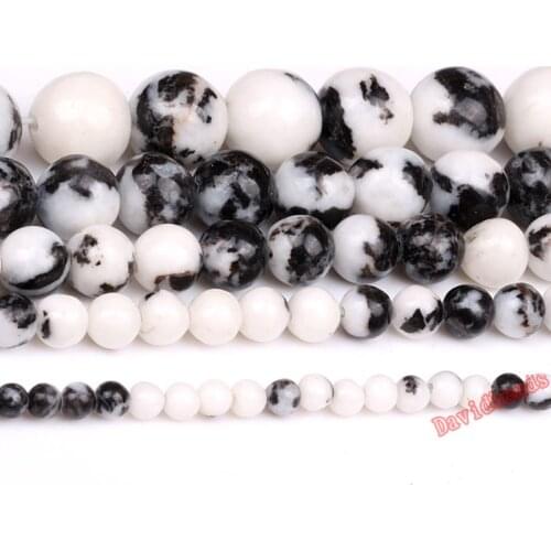 Fctory Price Natural Stone black white Zebra Jaspe Round Beads 16" Strand 4 6 8 10 12MM Pick Size For Jewelry Making