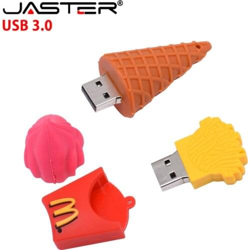 JASTER UBS 3.0 Fashion creative Silica gel U disk French fries ice cream chocolate 4GB 128GB 16GB 32GB 64GB USB flash drive