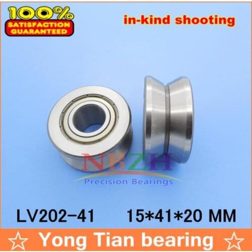 V Groove Guide roller bearings LV202-41ZZ V-41 RV202/15.41-20 15*41*10 (Precision double row balls) ABEC-5