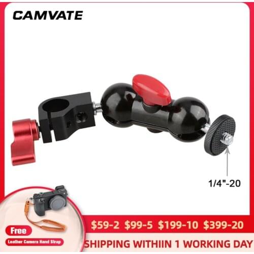 CAMVATE 360° Swivel Ball Head With 1/4"-20 Screw Mount + 15mm Single Rod Clamp For Monitor,Video Light,Flash,Microphone Mounting