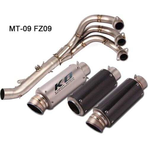 Titanium Alloy Exhaust System for Yamaha MT-09 MT09 FZ09 Motorcycle Exhaust Pipe Front Link Pipe Slip On 51 mm Muffler Escape
