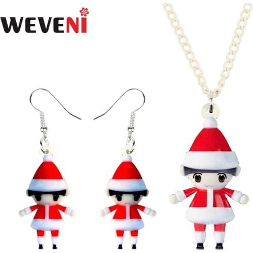 WEVENI Acrylic Christmas Costume Doll Jewelry Sets Necklace Earrings Girl Teen Lady Decoration Party Charms Gift Accessory 2019