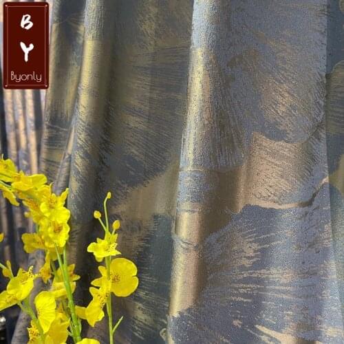 Blue and Purple Coffee Color Jacquard Curtains Blackout Retro American Simple Curtains for Living Dining Room Bedroom