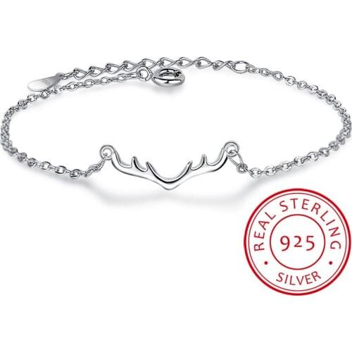 Fashion Brand Real 925 Sterling Silver Antlers Bracelets For Women Gifts Girl Bracelets New Designer Wedding Jewelry