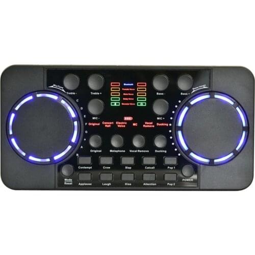 V300 PRO Sound Card 10 Sound Effects bluetooth Noise Reduction Audio Mixers Headset Mic Voice Control for Phone PC - Black