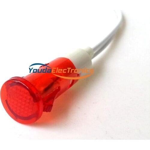 120V Round Red Neon Panel Indicator Light Lamp 10mm with cable HIFI DIY