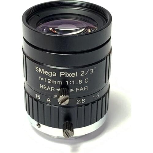 2/3" 12mm C Mount Lens Low Distortion F1.6 5MP Professional CCTV Lens SMTSEC New Industrial Machine Vision Lens SL-C1216-5MP