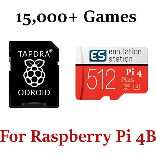 512G Micro SD 15,000+ Games over 56 Systems Retropie 4.6 Emulation Station For Raspberry Pi 4 3D Boxart Video Preview Plug&Play