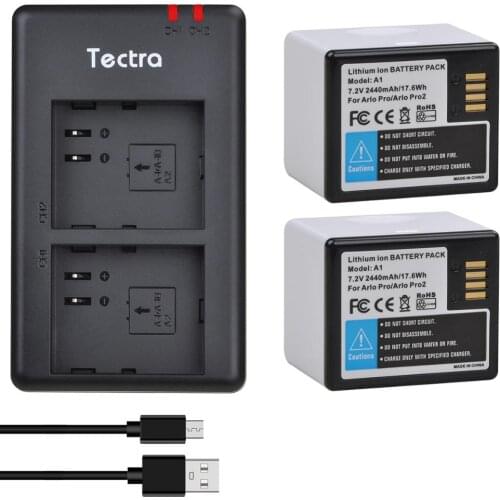2PCS 2440mAh Camera Battery for Arlo pro Arlo pro 2 Arlo A1/A1B VMA4400 VMS4230P & USB Charger