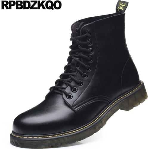 Army Waterproof Ankle Flat 2018 Shoes Men Outdoor Plus Size Lace Up Fall Black Retro Combat Boots Burgundy Military Designer