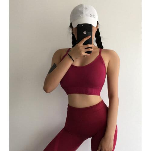 Hollow Out Seamless Sports Bra Women Gym Back Cross Strappy Fitness Women Sports Bras Gym Active Wear Yoga Bras For Running Tops
