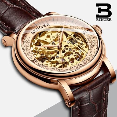 BINGER Casual Series Waterproof Automatic Men Watch Top Brand Luxury Imported Movement MIYOTA Mechanical Military Skeleton Watch