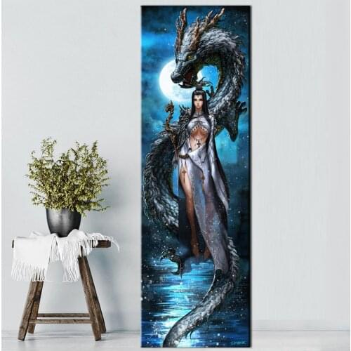 Large diamond Painting Dragon fantasy girl 5d diy diamond art Diamond Mosaic Anime embroidery rhinestone picture decor X71