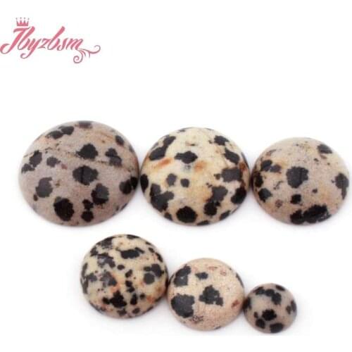 Coin Dalmatian Beads CAB Cabochon Flatback Dome Undrilled Natural Stone Beads For DIY Pandandt Earring Ring Jewelry Making 5pc
