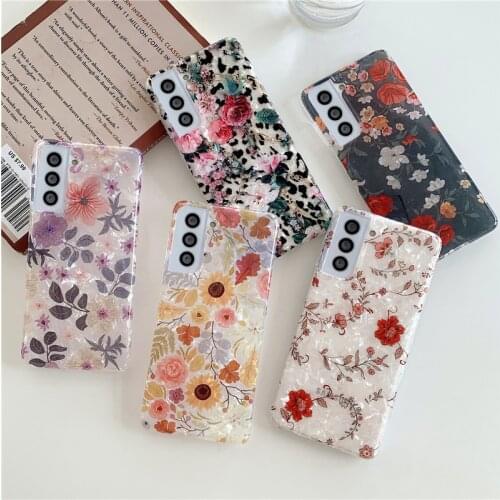 Phone Case For Samsung Galaxy S21 Plus S20 FE Note 20 Ultra A51 A71 A72 A52 A32 A50 A70 Luxuly Gorgeous Flowers Soft TPU Cover