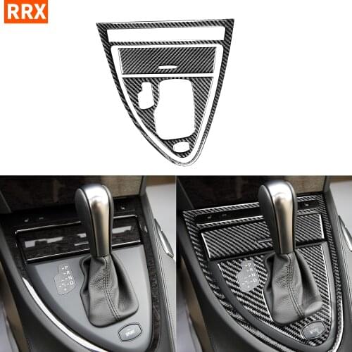 For BMW 6Series E63 E64 2004-2010 Black Carbon Fiber Stickers Automatic Shift Panel Frame Storage Box Interior Car Accessories