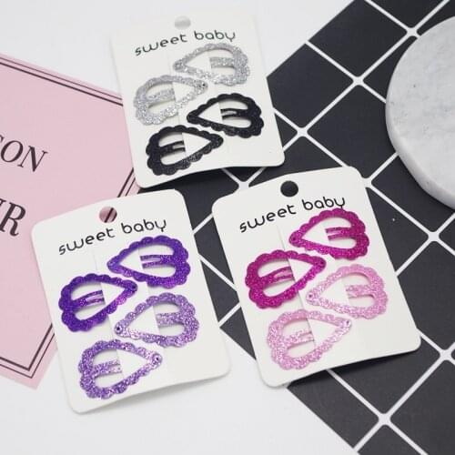 4PCS New Cute Heart-shaped Colour BB Clips Hairpins Girls Hair Accessories Children Headwear Baby Hair Clips Headdress