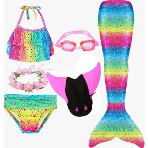 Kids Fins Ariel Mermaid Tail with Monofin Fins Flipper Swimsuit Bikini Bathing Suit Dress Swim for Girls Swimming Costume