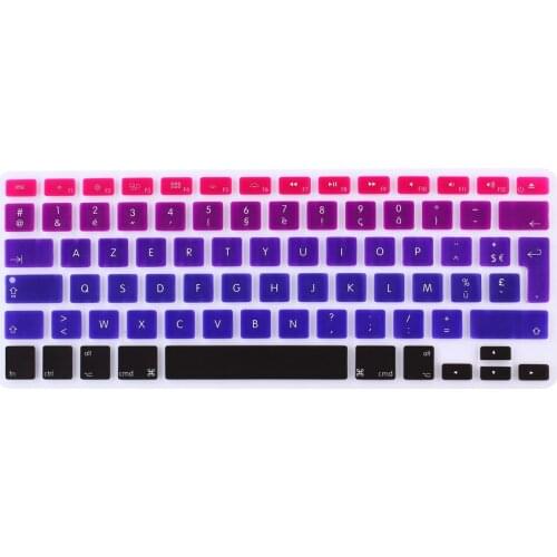 For Macbook Pro 13" 15" 17" A1278 A1286 A1297 Rainbow Clavier Fr French AZERTY Keyboard Cover Skin Film For Macbook Air 13"