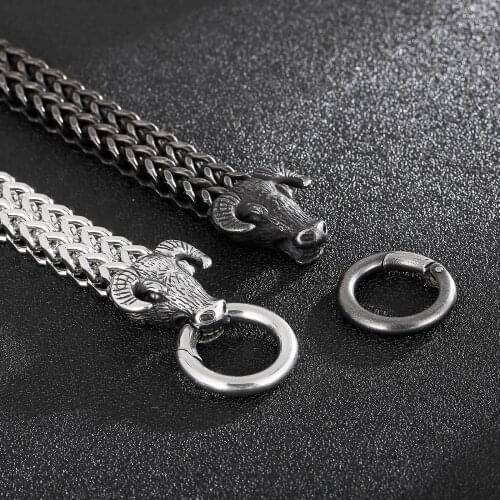 Jewels Store Vintage Zodiac Bull Accessories Mens Black Steel Color Bracelet Birthday Gift For Man JS139892-KJX
