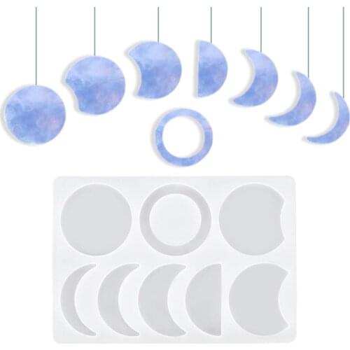 Moon Phase Silicone Resin Mold Full Moon New Moon DIY Art Craft Casting Keychain Pendant Necklace Earring Jewelry Making