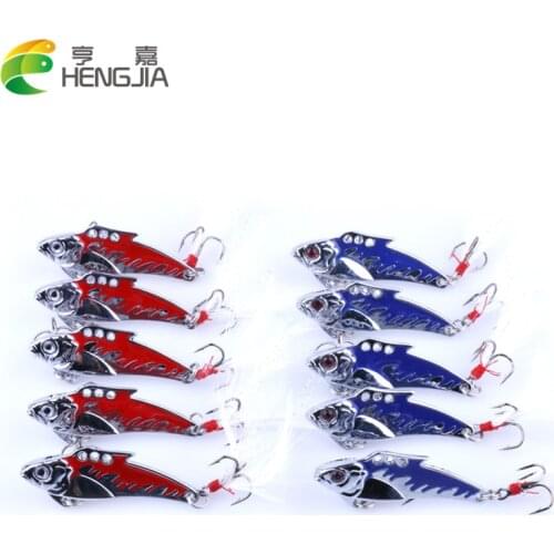 HENGJIA 100pcs 8.2G Metal Vib with feather hook sinking bait Fishing Lure carp fishing Vibration isca Artificial fishing tackle