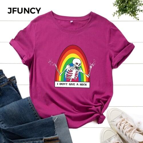JFUNCY Women Harajuku Graphic T-shirts Oversized Tee Shirts Woman Loose Tshirts Camisetas Mujer Ropa Female Summer Tops Clothes